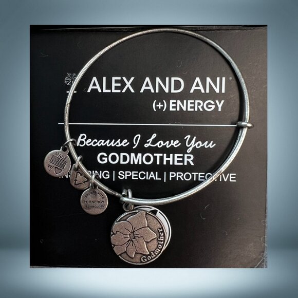 NWT Alex and Ani Godmother Bangle Bracelet Silver Tone With Box - Picture 1 of 15